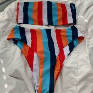 strapless high waisted swimsuit